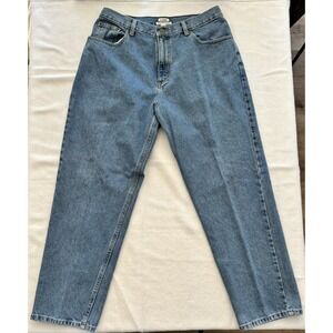 LL Bean Vintage OG Fit Straight Leg High Rise Jeans light wash Blue Womens 14P